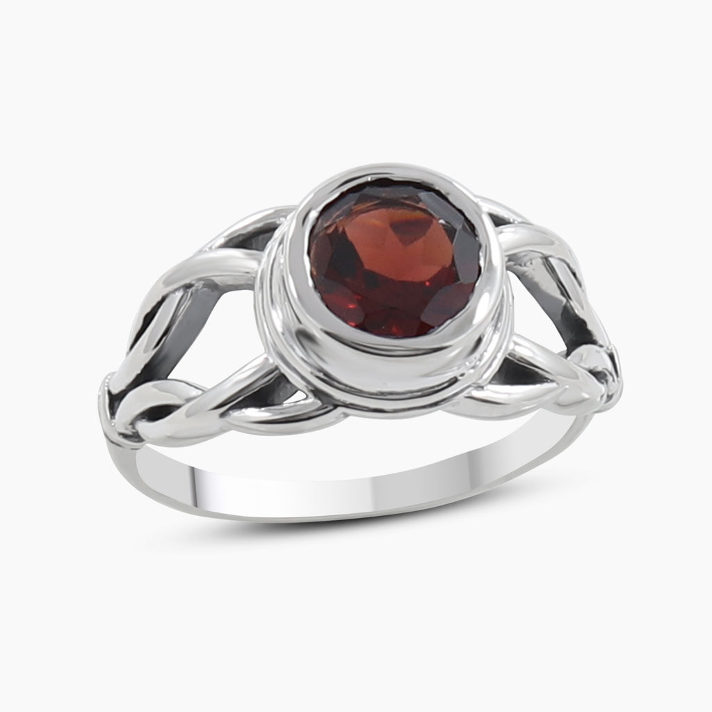 Red Garnet Silver Rings