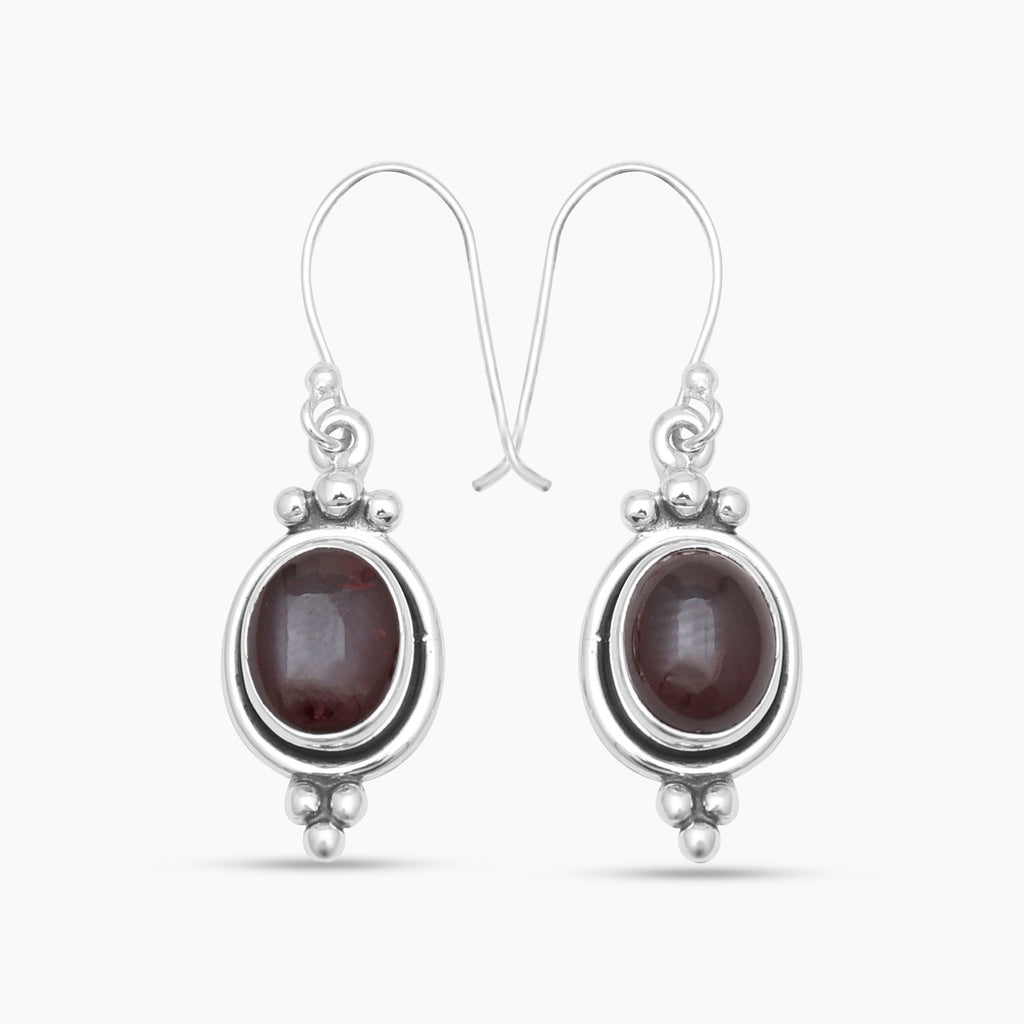 Garnet Silver Earrings