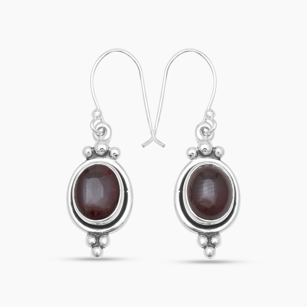 Garnet Silver Earrings