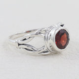 Red Garnet Silver Ring