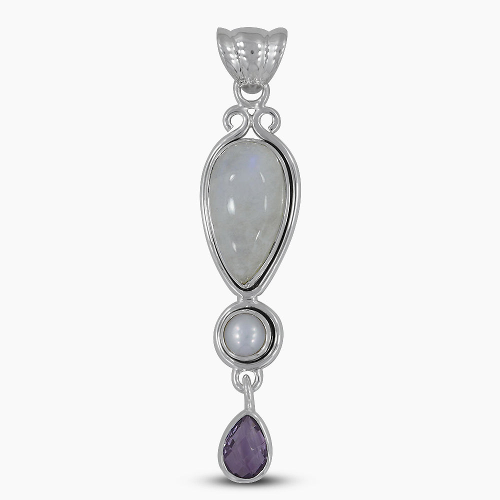 Rainbow Moonstone Silver Pendants