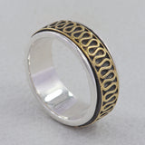 Spinner 925 Sterling Silver Dual Tone Band Ring