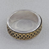 Spinner 925 Sterling Silver Dual Tone Band Ring