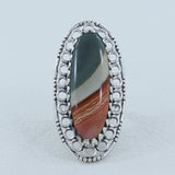 Turquoise Oyster Jasper Designer Ring in 925 Sterling Silver