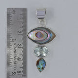 Abalone Shell, Green Amethyst Silver Pendant