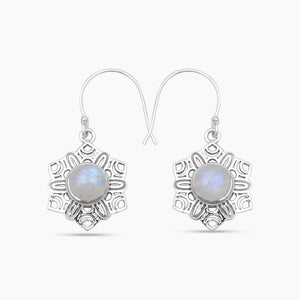 Rainbow Moonstone Silver Earrings
