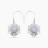Rainbow Moonstone Silver Earrings