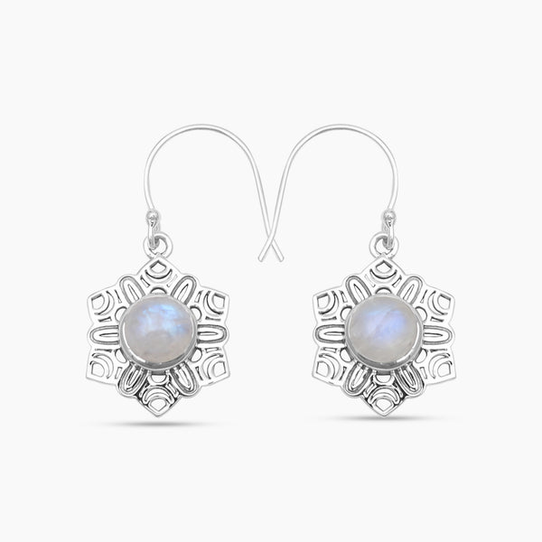 Rainbow Moonstone Silver Earrings