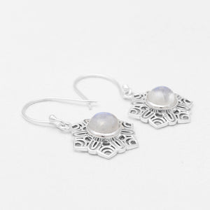 Rainbow Moonstone Silver Earrings