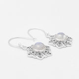 Rainbow Moonstone Silver Earrings