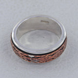 Spinner Band Ring Two Tone 925 Sterling Silver