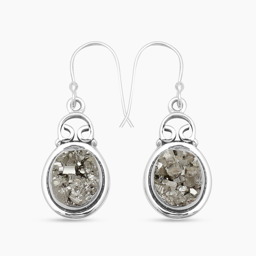 925 Sterling Silver Pyrite Earrings