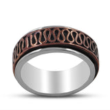 Spinner 925 Sterling Silver Dual Tone Band Ring