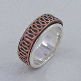 Spinner 925 Sterling Silver Dual Tone Band Ring