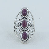 Red Garnet Gemstone Designer Ring in 925 Sterling Silver