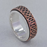 Spinner 925 Sterling Silver Dual Tone Band Ring