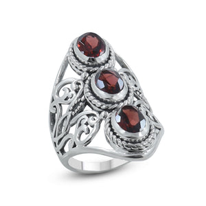 Garnet Silver Rings