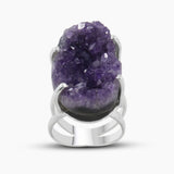 Amethyst Druzy Silver Rings