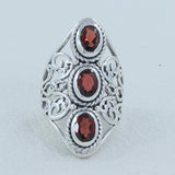 Red Garnet Gemstone Designer Ring in 925 Sterling Silver