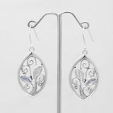 Rainbow Moonstone Silver Earrings