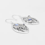Rainbow Moonstone Silver Earrings