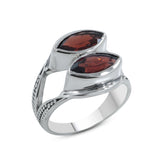 Garnet Marquise Shape Ring in 925 Sterling Silver