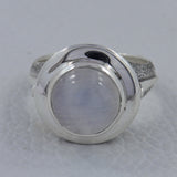 Natural Rainbow Moonstone Silver Ring