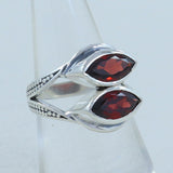 Garnet Marquise Shape Ring in 925 Sterling Silver