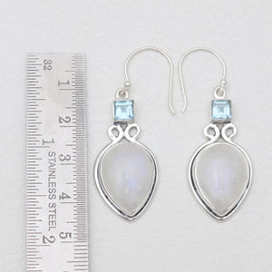 925 Sterling Silver Rainbow Moonstone Earrings