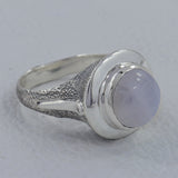 Natural Rainbow Moonstone Silver Ring