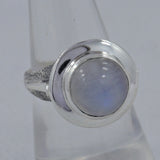 Natural Rainbow Moonstone Silver Ring