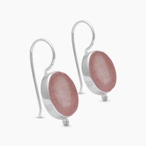 Rose Quartz Silver Earrings