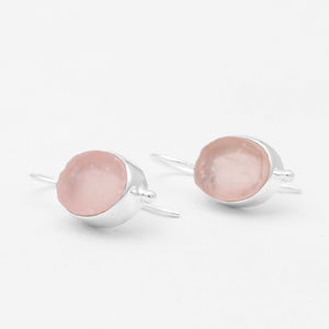 Rose Quartz Silver Earrings