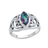 Marquise Shape Mystic Quartz Ring in 925 Sterling Silver