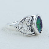 Marquise Shape Mystic Quartz Ring in 925 Sterling Silver