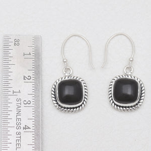 Black Onyx Silver Earrings