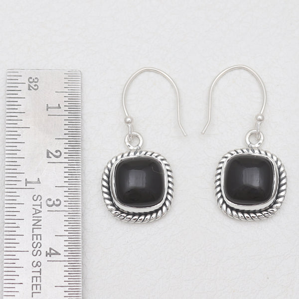 Black Onyx Silver Earrings