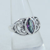 Marquise Shape Mystic Quartz Ring in 925 Sterling Silver