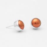Brown Pearl Silver Stud Earrings