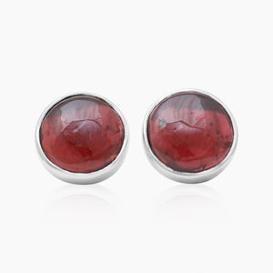 Garnet Silver Stud Earrings