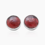 Garnet Silver Stud Earrings