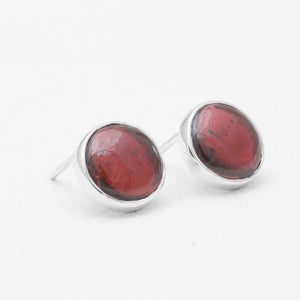 Garnet Silver Stud Earrings