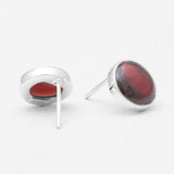 Garnet Silver Stud Earrings