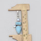 925 Silver Larimar & Blue Topaz Pendants