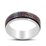 Two Tone 925 Sterling Silver Ring - Dual Tone Band