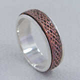 Two Tone 925 Sterling Silver Ring - Dual Tone Band