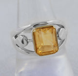 Emerald-Cut Citrine  Engagement Ring