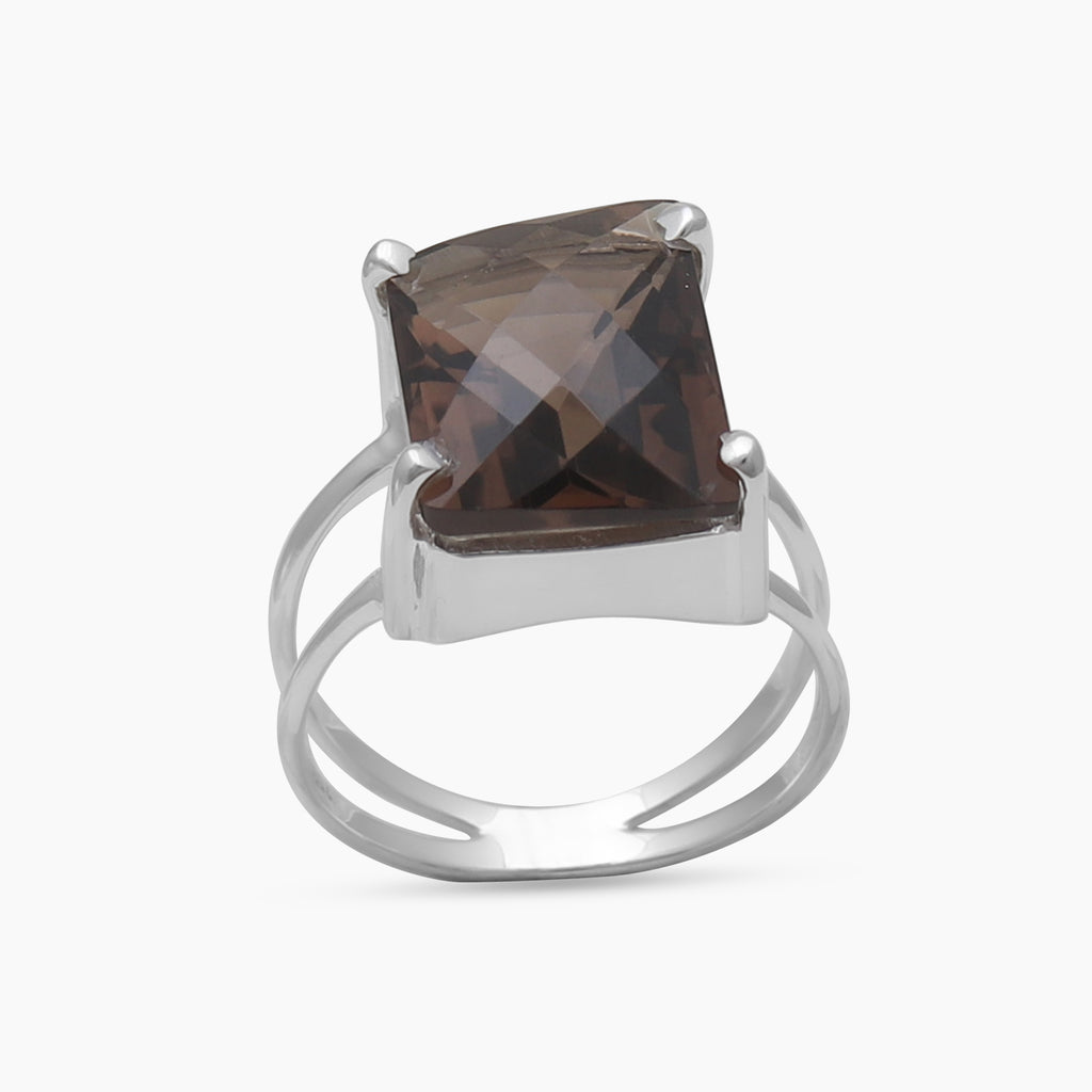 925 Sterling Silver Smoky Quartz Rings