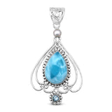 Larimar Gemstone Pendant Set 925 Sterling Silver Jewelry