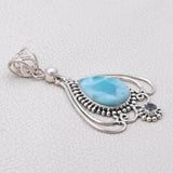 Larimar Gemstone Pendant Set 925 Sterling Silver Jewelry